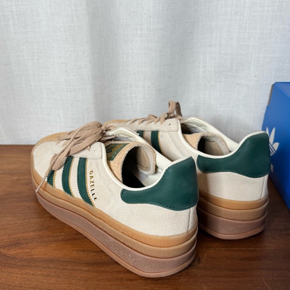 Adidas Gazelle Bold Cream and Green Sneakers - Picture 3 of 5